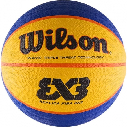 Мяч баск. WILSON FIBA3x3 Replica, арт.WTB1033XB, р.6, резина, бутил. камера, сине-желтый, фото 1