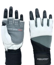 Перчатки для фитнеса с фиксатором мужские кожа белые Q10 Перчатки для фитнеса с фиксатором мужские кожа белые Q10