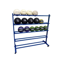 Стойка для медболов и набивных мячей, 5 полок, на колесиках Стойка для медболов и набивных мячей, 5 полок, на колесиках