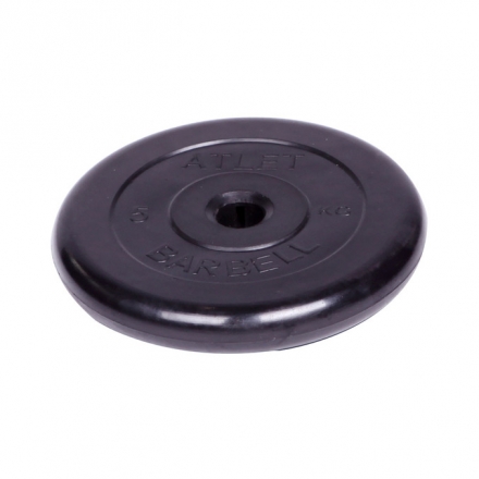 Диск обрезиненный Barbell Atlet d 31 мм чёрный 5 кг, фото 1