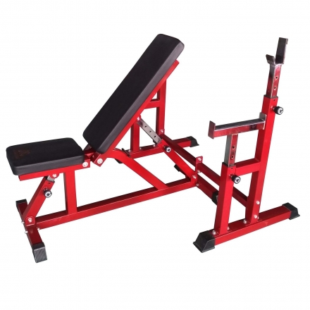 Скамья со стойками под штангу DFC DZ005AB (бордовый, два короба), фото 6