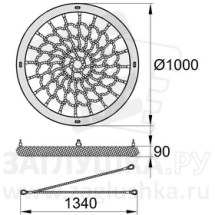 Сиденье с подвесом круглое - &quot;гнездо&quot; ЕВРО, Ø1000мм, черная сетка, чёрная обмотка