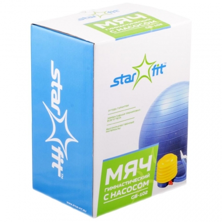 Мяч гимнастический GB-102 с насосом (85 см, синий, антивзрыв), фото 4