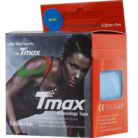 Тейп кинезиологический Tmax Extra Sticky Blue (5 см x 5 м), арт. 423129, голубой, фото 2