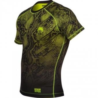 Компрессионная футболка Venum "Fusion" Compression T-shirt - Black Yellow Short Sleeves, фото 2
