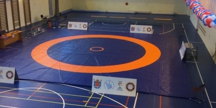 Ковёр борцовский 8х8х0,05 м, эквивалентно пл.140 кг/м3 (НПЭ, трёхцветный) СТП-84, фото 5