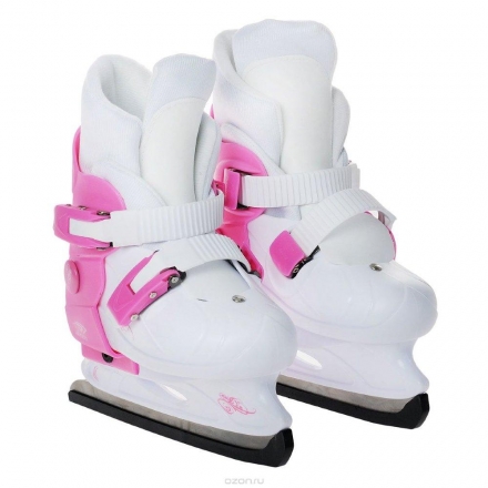 PW-219-1 коньки раздвижные р.33-36 (розовый/белый), фото 1