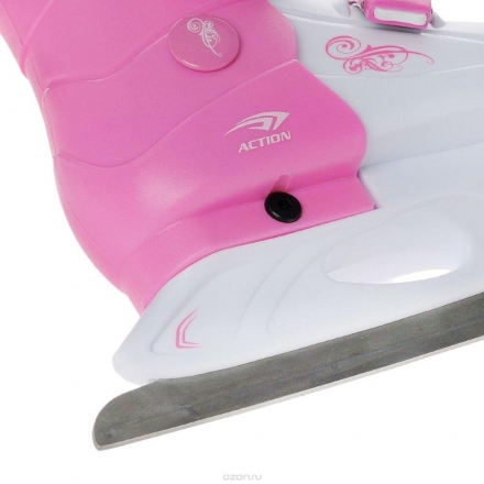 PW-219-1 коньки раздвижные р.33-36 (розовый/белый), фото 3