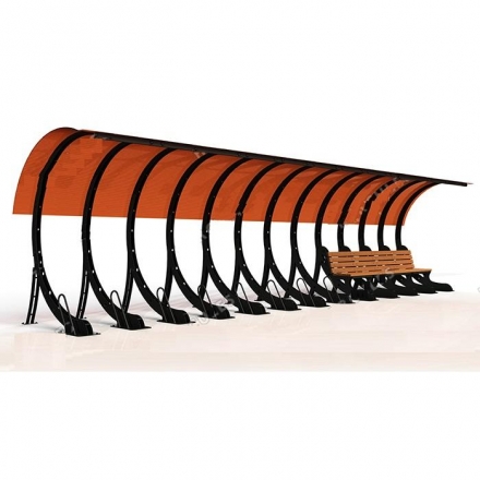 Велопарковка 45 градусов с навесом и лавочкой, фото 2