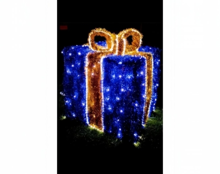 Световая фигура Подарок с мишурой (диаметр 0,3 м), фото 1