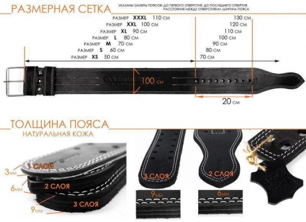 Пояс для пауэрлифтинга 100 мм, 1 игла, трехслойный, фото 17