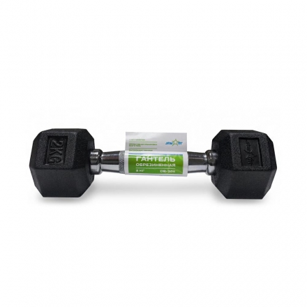 Гантель обрезиненная DB-301 2 кг, черная, фото 2