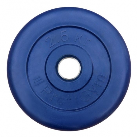 Диск «Profigym» тренировочный обрезиненный 2,5 кг цветной 26 мм (металлическая втулка)  ДТРЦ-2,5/26, фото 1