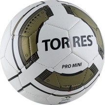 Мяч футбольный сувенирный "TORRES Pro Mini", размер 0, д.12 см, бело-черно-золотой Мяч футбольный сувенирный "TORRES Pro Mini", размер 0, д.12 см, бело-черно-золотой