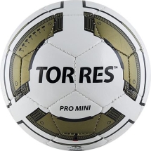 Мяч футбольный сувенирный "TORRES Pro Mini", размер 0, д.12 см, бело-черно-золотой Мяч футбольный сувенирный "TORRES Pro Mini", размер 0, д.12 см, бело-черно-золотой