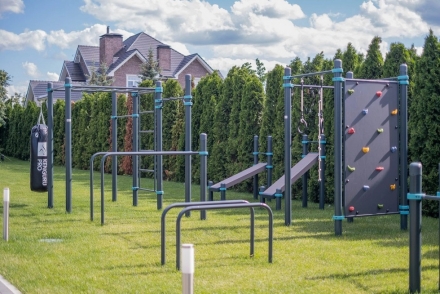 Комплекс со скалодромом, баскетбольным кольцом и скамьей для пресса для взрослых и детей, фото 6