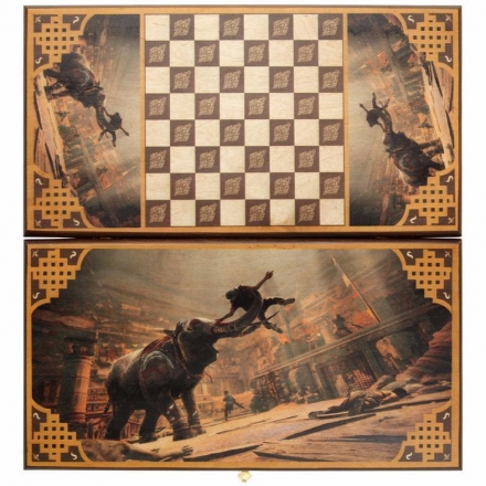 Нарды + шашки Ростовские &quot;Слон&quot; Россия, дерево, 50х25х4 см средние, фото 1