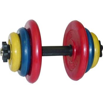 Гантель разборная. Диски обрезиненные, цветные. 20 кг., фото 1