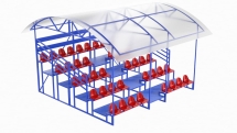 Трибуна с навесом 5-ти рядная с ограждением на 42 места