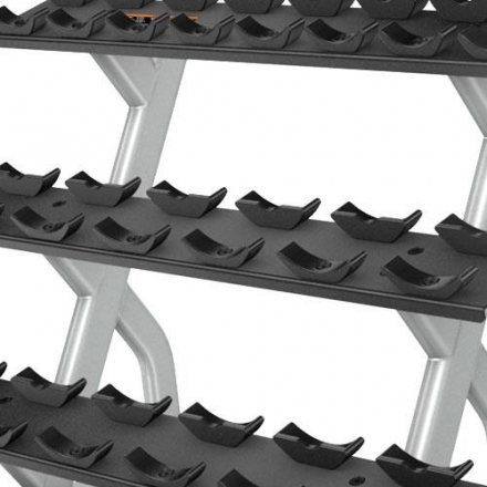 Стойка для хромированных гантелей в 3 ряда на 10 пар PRECOR DBR813, фото 2