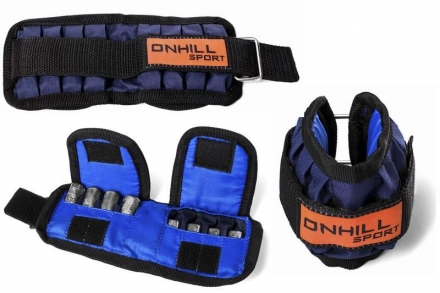 Утяжелитель на руки 2х8 кг, синий (груз 1000 г - 16 шт., металл), фото 2