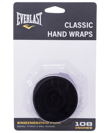 Бинт боксерский Everlast 4466BK, 3.5 м, хлопок, черный, фото 1