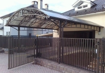 Арочный навес примыкающий к дому для гаража Арочный навес примыкающий к дому для гаража