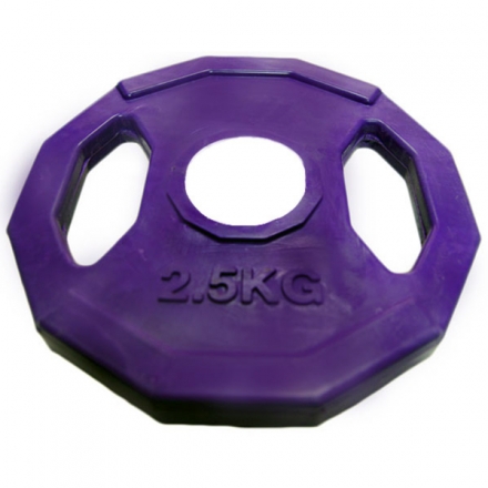 Диск обрезиненный многогранный с двумя хватами олимпийский d-51мм  2,5кг Фиолетовый, фото 1