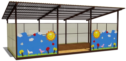 Теневой навес одинарный 4х8 м 19210 для уличной площадки, фото 1