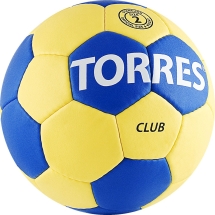 Мяч ганд. "TORRES Club" арт.H30042, р.2, ПУ, 5 подкл. слоев, сине-желтый