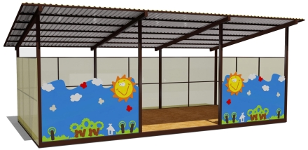 Теневой навес одинарный 4х8 м 19208 для уличной площадки, фото 1