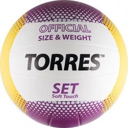 СЦ*Мяч вол. "TORRES Set" арт.V30045, р.5, синт.кожа (ТПУ), клееный, бут.кам, бело-желто-фиолетовый, фото 1