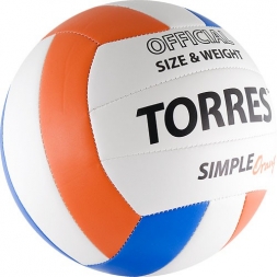 СЦ*Мяч вол. "TORRES Simple Orange" арт.V30125, р.5, синт.кожа (ТПУ), маш. сшивка, бут.кам,бел-гол-ор, фото 2