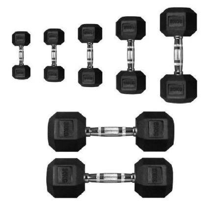 Гантель PERFORM BETTER Rubber Encased Hex Dumbbells 27.5 кг, фото 1