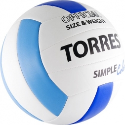 СЦ*Мяч вол. "TORRES Simple Color" арт.V30115, р.5, синт.кожа (ТПУ), маш. сшивка, бут.камера,бел-гол, фото 2
