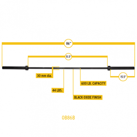 Гриф олимпийский прямой 86&quot;, до 270 кг, черный, фото 4