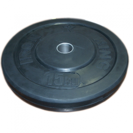Диск для кроссфита Iron King 15кг, резина, бампированный, черный, олимпийский стандарт, 51мм, фото 1