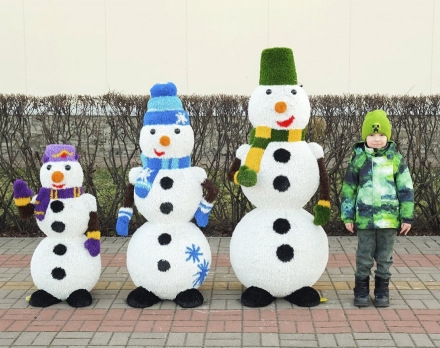 Топиари композиция Снеговики, 3 шт - газон Eco, фото 1