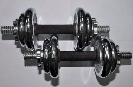 Гантель сборная хромированная. Вес одной гантели 6 кг. Продаётся парой., фото 1