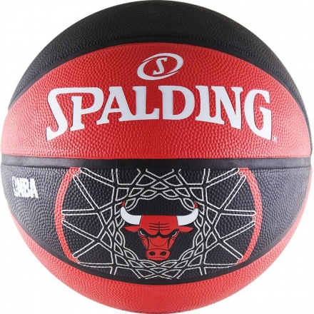 Мяч баскетбольный любительский "SPALDING Chicago Bulls", размер 7, символика команды Chicago, фото 1
