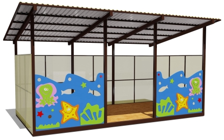 Теневой навес одинарный 3х6 м 19111 для уличной площадки, фото 1