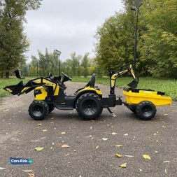 Электромобиль экскаватор-погрузчик A777MP желтый, фото 2