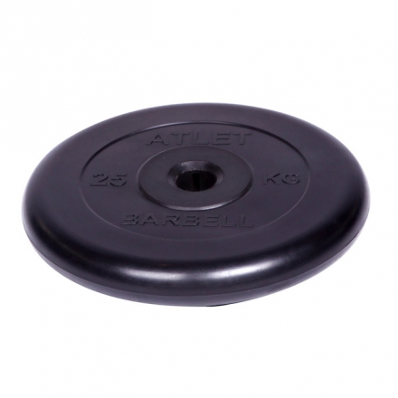 Диск обрезиненный Barbell Atlet d 31 мм чёрный 25 кг, фото 1