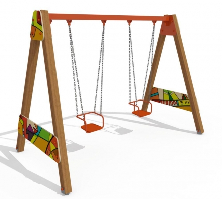 Качели 2-х секционные на стойках, орнамент &quot;Этник&quot; КЧ028.02.01.17, фото 1