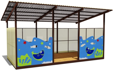 Теневой навес одинарный 3х6 м 19103 для уличной площадки, фото 1