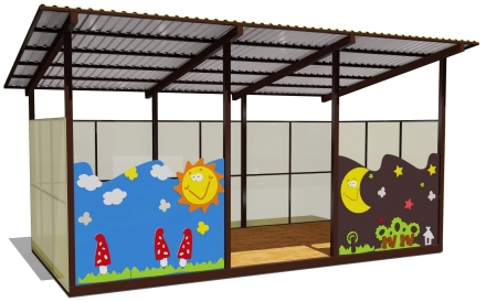 Теневой навес одинарный 3х6 м 19101 для уличной площадки, фото 1